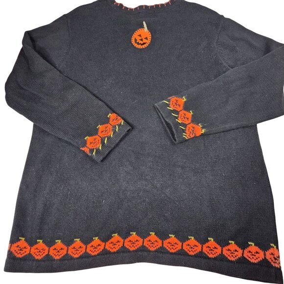 Vintage CST Sport Halloween Pumpkin Sweater 1X Jack-O-Lantern Design - Picture 2 of 7